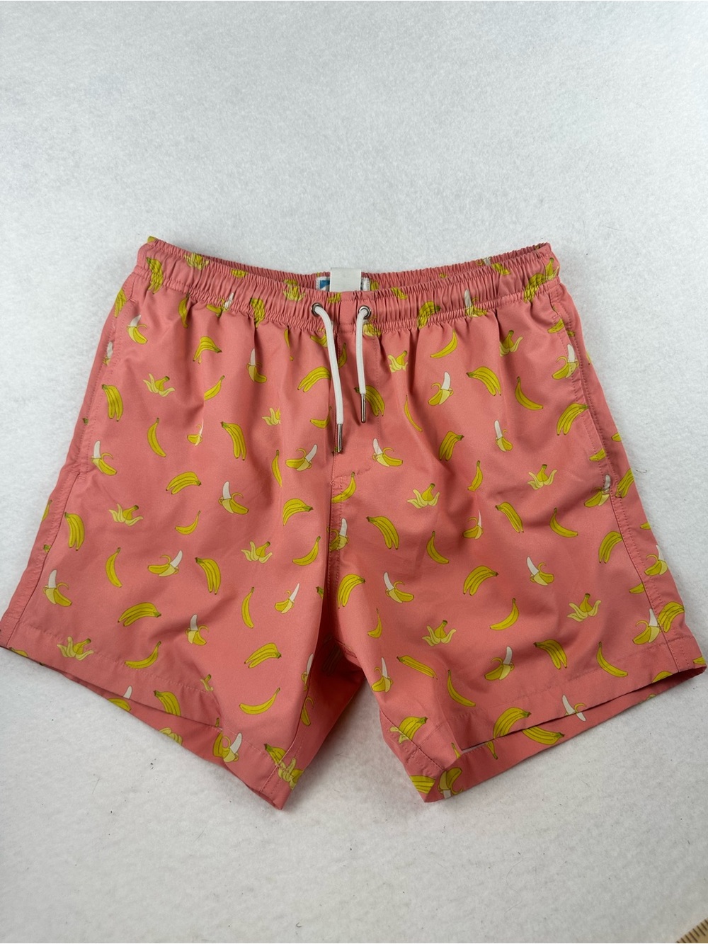 Bermies Banana Print Swim Trunks Pink Banana Shorts Size S